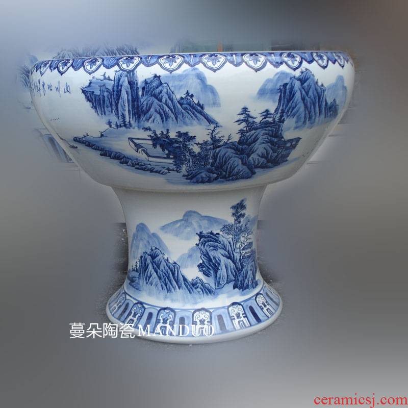 In large volume high expressions using aquariums jingdezhen ceramic porcelain high porcelain crock landscape characters with their feet