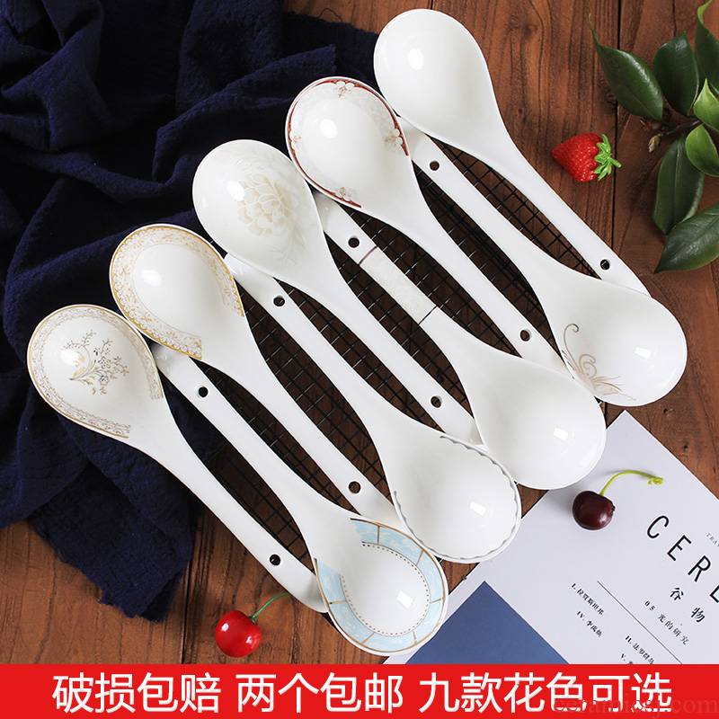 Jingdezhen ceramic household tablespoons of high - grade long handle hot pot run ipads China porridge spoon creative more rice dishes