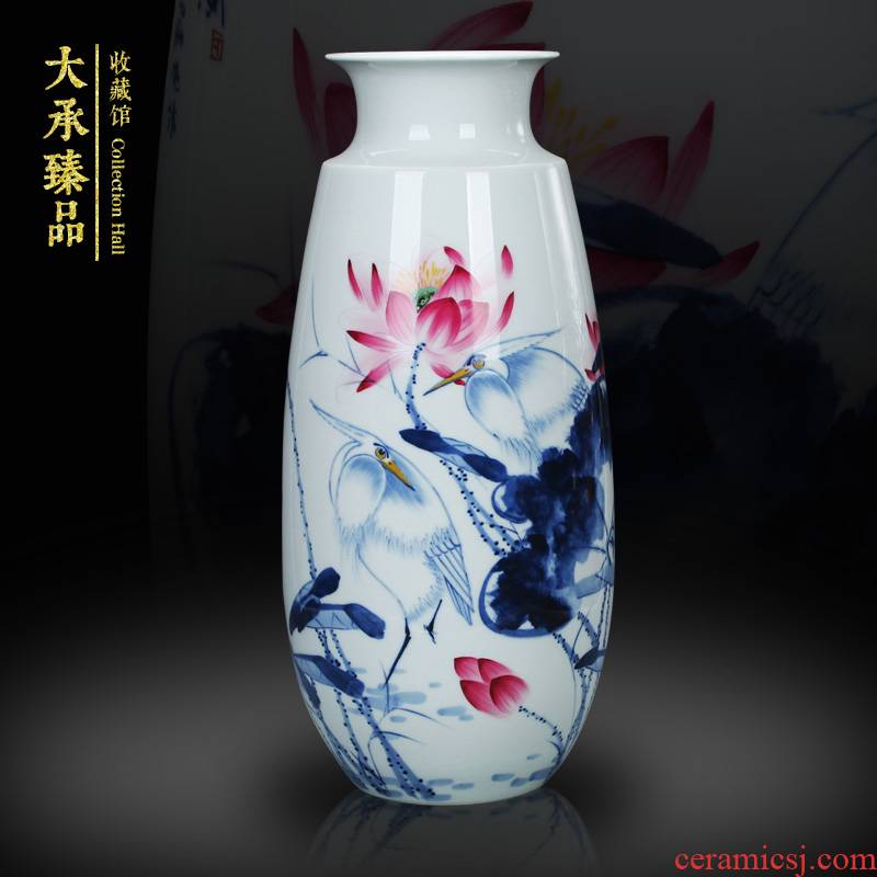 Master LuYiGang hand - made porcelain of jingdezhen ceramics bucket color porcelain heron road wind vase handicraft furnishing articles