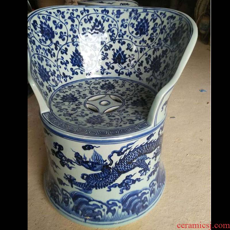 Hand made blue chair chair pure blue and white porcelain porcelain antique ancient porcelain set table chair