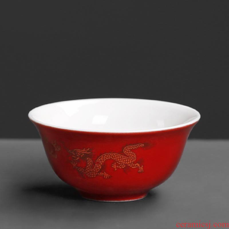White porcelain decal master cup single CPU ceramic personal tea cup sample tea cup kung fu tea cups item of household