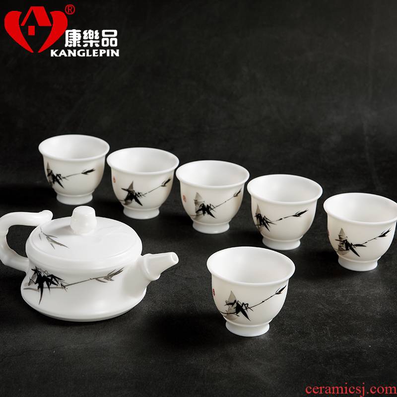 Recreational product hand - made lotus jade porcelain tea sets of a complete set of kung fu tea set Chinese style household kung fu tea set of the teapot