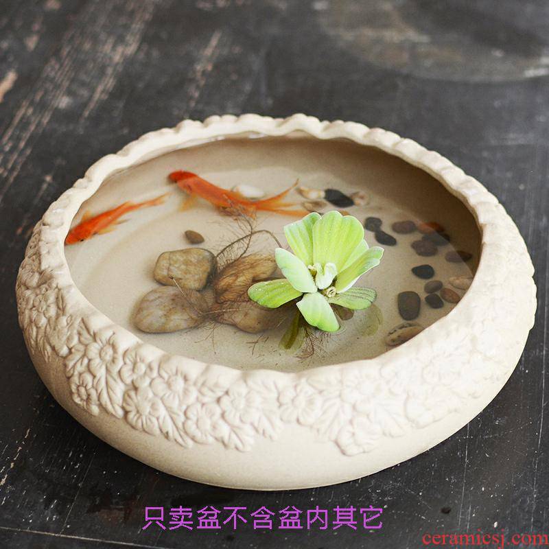 Household size nonporous hydroponic cylinder bowl lotus lotus leaf, lotus private water tower bamboo ceramic refers to flower pot