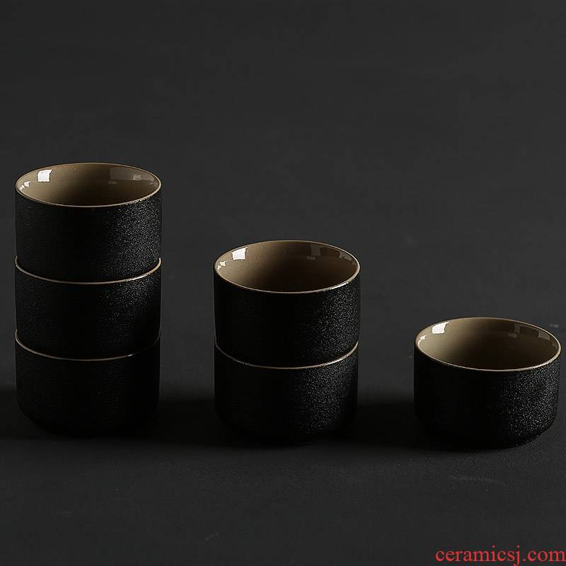 Black pottery ceramic qiao mu zen tea cup personal cup small single CPU meditation cup Japanese kung fu tea bowls teapot