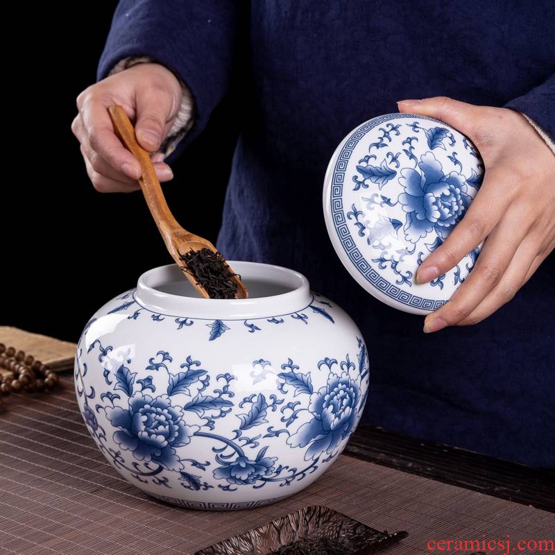 Caddy fixings ceramic seal pot jingdezhen domestic large heavy large pu 'er tea box POTS and POTS