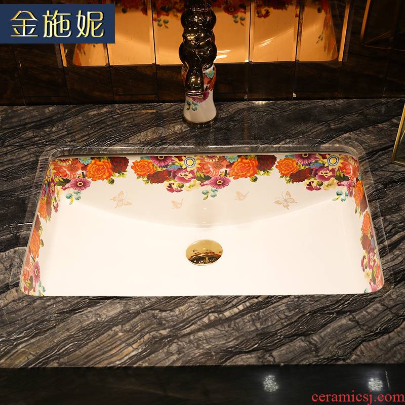 Undercounter fashion European ceramic POTS rectangle embedded the sink basin bathroom sinks the basin that wash a face