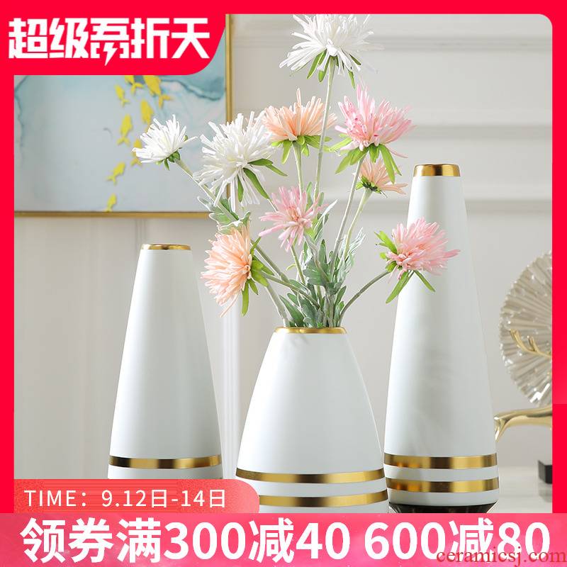 Nordic light key-2 luxury ceramic vases, creative living room TV cabinet dry flower arranging flowers, wine cabinet table household soft adornment