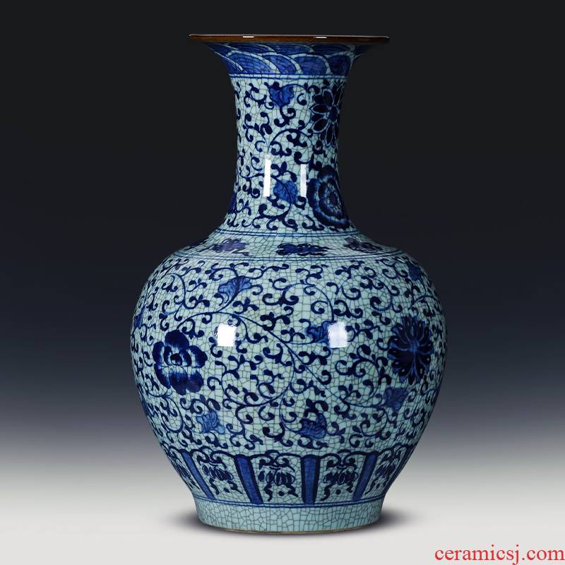 Jingdezhen porcelain ceramic hand - made archaize up big blue and white porcelain vase landed furnishing articles sitting room adornment restoring ancient ways
