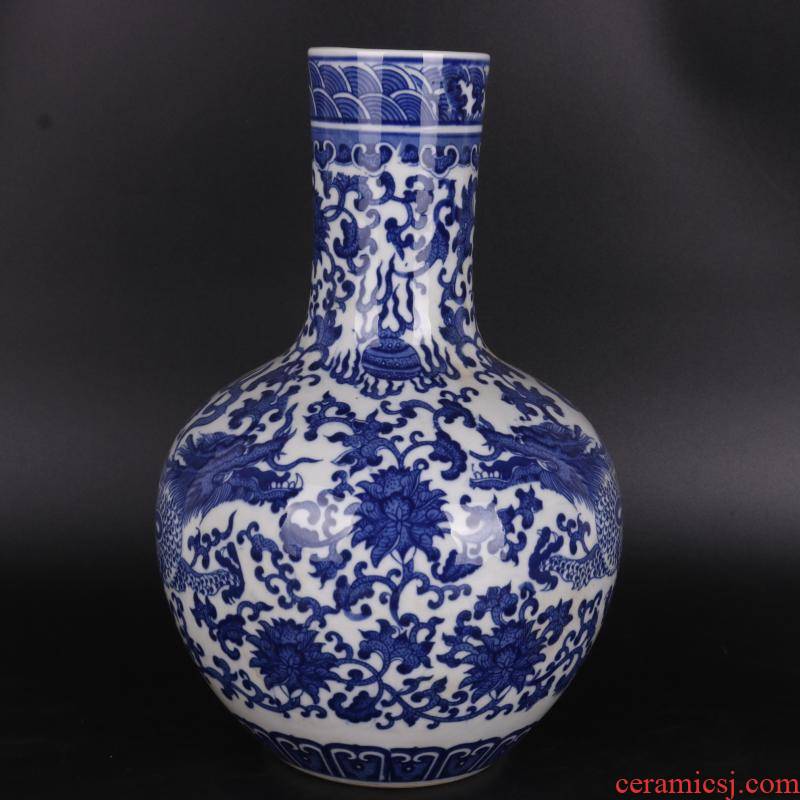 The Qing qianlong in blue and white dragon tree decal antique porcelain household of Chinese style furnishing articles old goods collection process