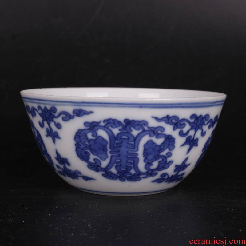 Blue and white life of word lines in antique crafts of Chinese style household porcelain cups furnishing articles antique curio collection