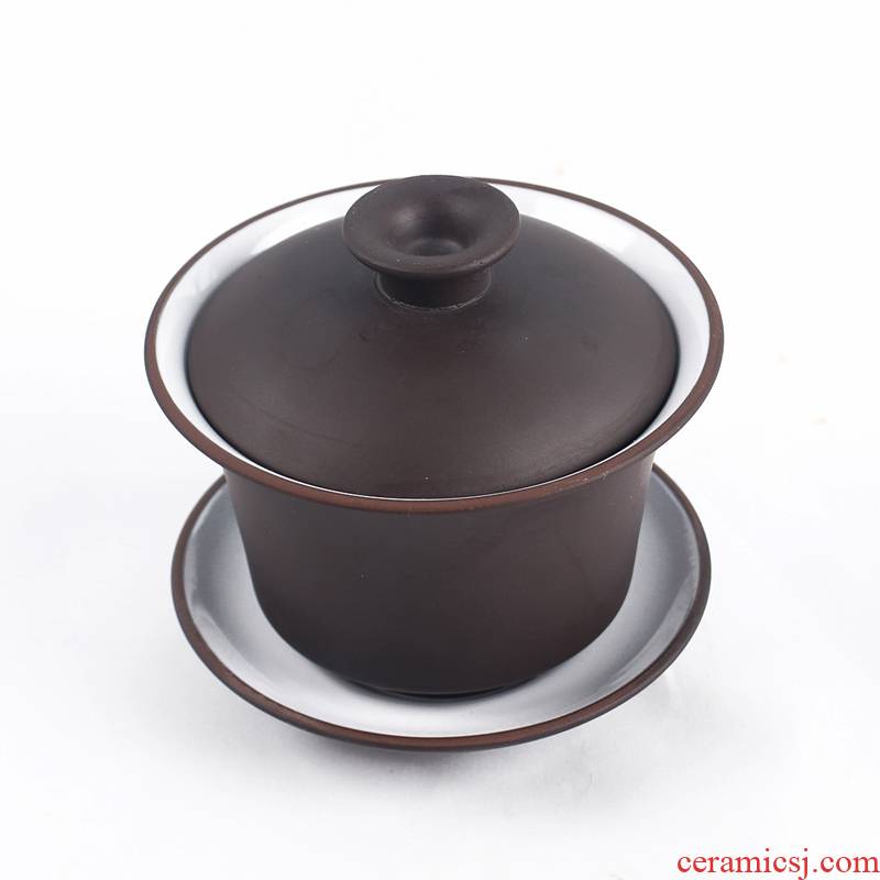 Ya xin violet arenaceous tureen lid cup bowl large kung fu tea set ceramic tea cups for Chinese tea cup