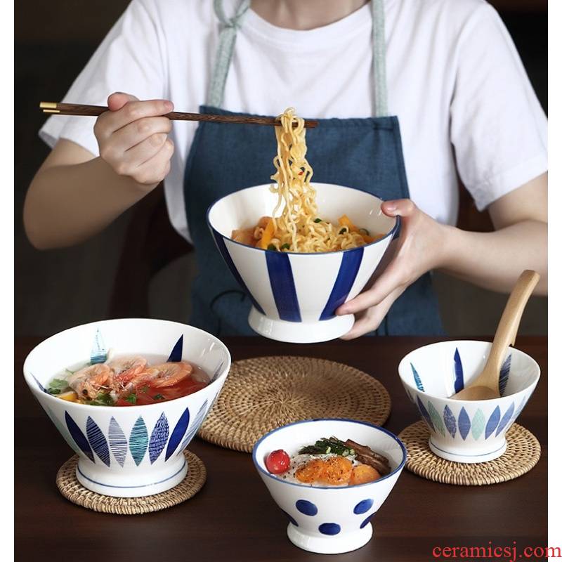. Poly real m scene set custom Japanese - style tableware ceramics big rainbow such as bowl hat to horn bowl home a single tall rice bowls