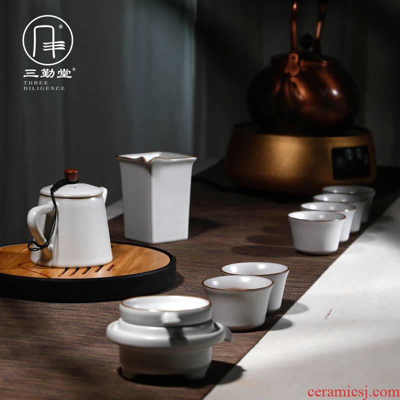 Three frequently hall your up slice of a complete set of kung fu tea set suit of jingdezhen ceramic fair 10 head set teapot teacup