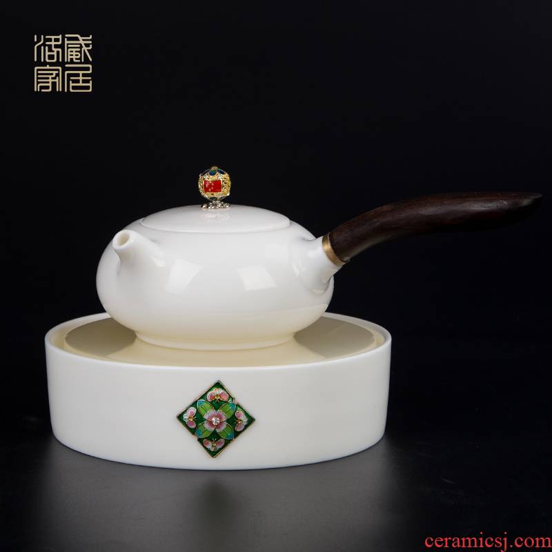 Jingdezhen ceramic kung fu tea set suet jade white porcelain pot of) tea tray side turn to tureen sample tea cup