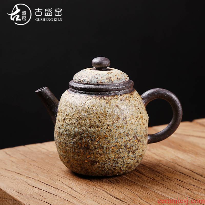 Ancient undressed ore Taiwan sheng up manually lava coarse pottery tea teapot to burn natural fire rock ore ball hole, single pot