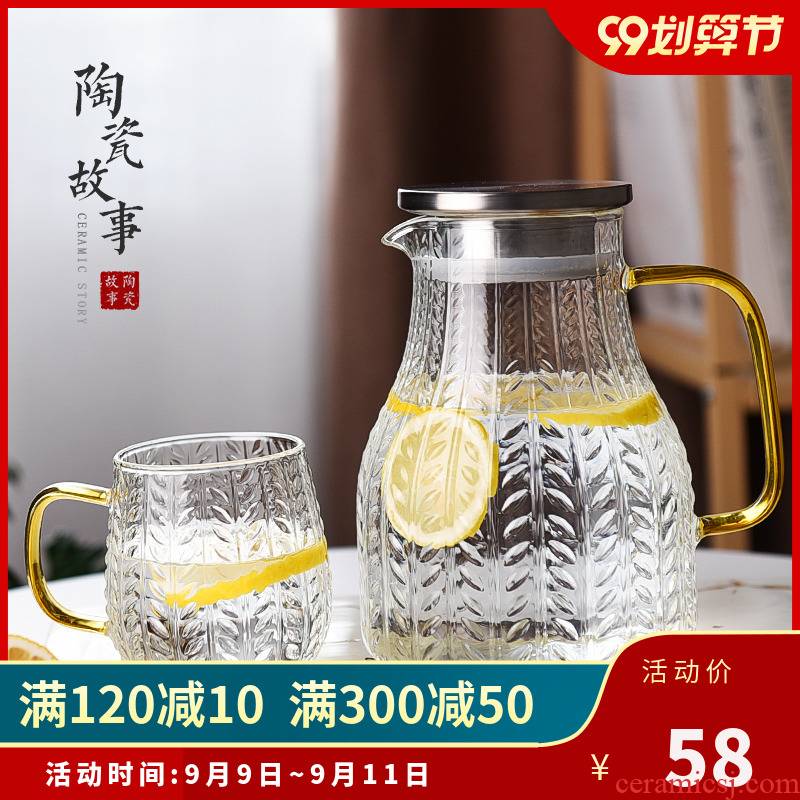 Cold water bottle glass ceramic story high - temperature firm pot of large capacity Nordic creative Cold boiled water kettle cup suit