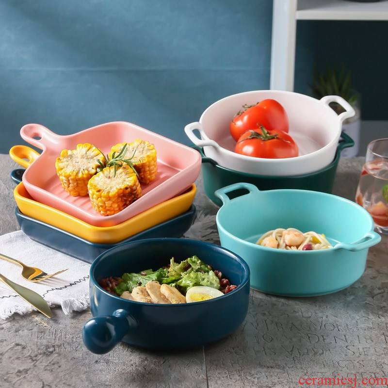 Creative household ceramics ears baked cheese baked baked bowl bowl dish plate special baking oven microwave oven