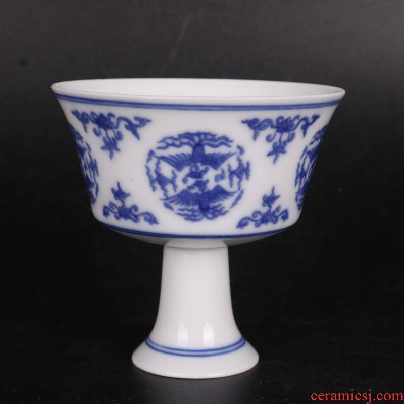 In blue and white grain best cup antique handicrafts, household of Chinese style China antique curio collection