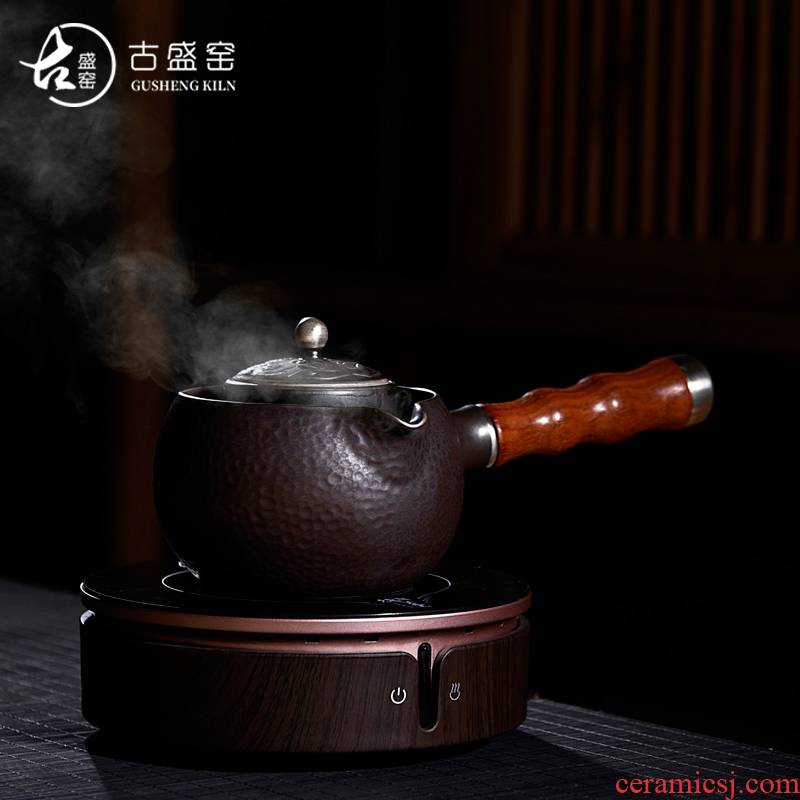 Ancient sheng up new sterling silver side of the cat 's eye coppering. As silver boiled tea teapot ceramics boil pot household electrical TaoLu tea