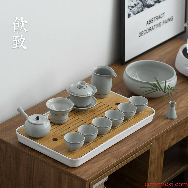 Ultimately responds to xuan lines of jingdezhen tea service of a complete set of suit household ceramics kunfu tea tureen tea art office set of tea cups