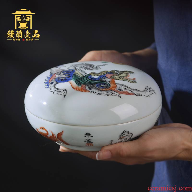 Jingdezhen ceramic hand - made colors the mythical wild animal four god beast ", "four four treasures of the study decorate box to receive a case furnishing articles