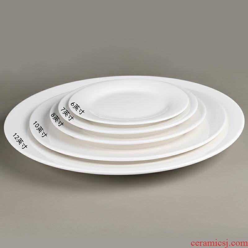 The Six home restaurant hotel restaurant ceramic plates 0 6-7-8 inches round the pure white light western dishes