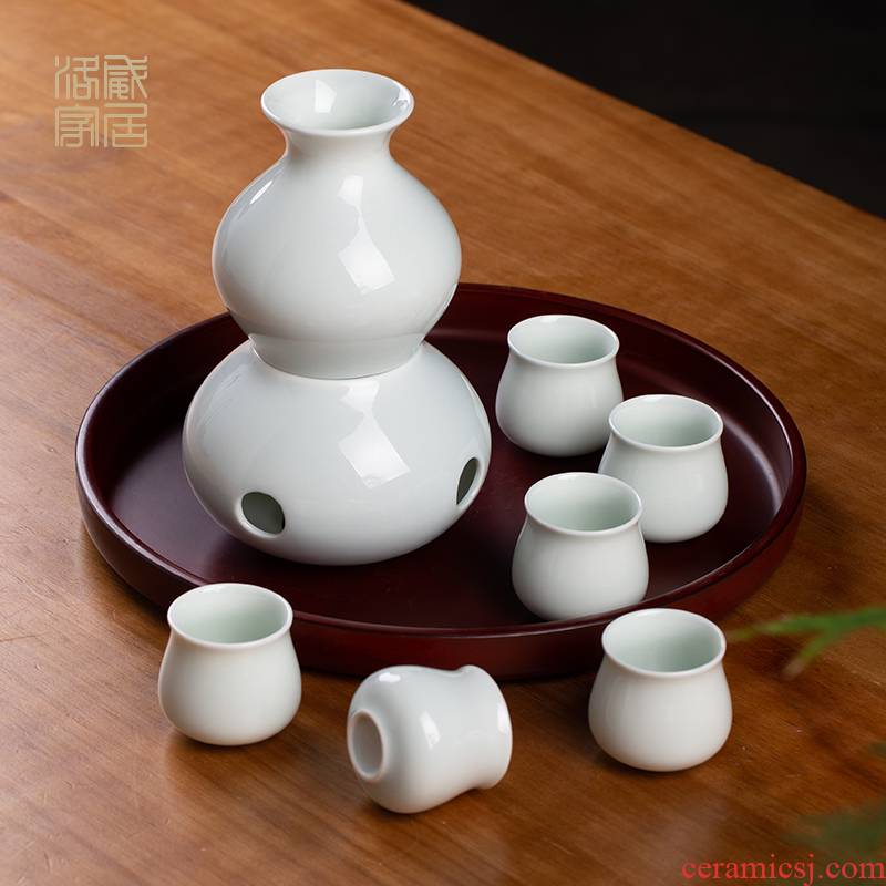 Glass wine liquor home runs small wine drinking cups of jingdezhen ceramic temperature wine suits for a small handleless wine cup