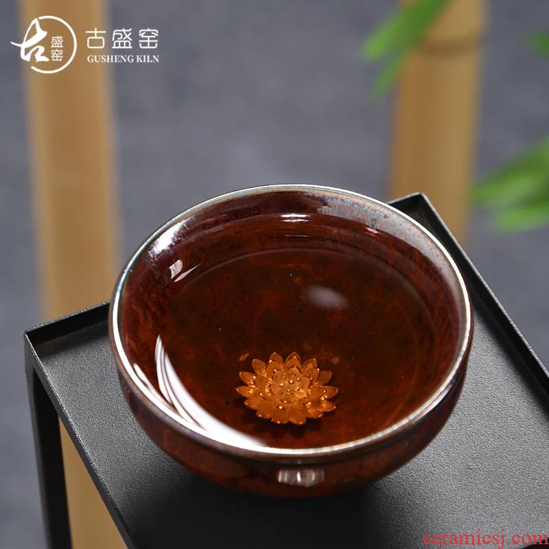 Ancient sheng up new star obsidian get built lamp whitebait tea tea light ceramic temmoku cup silver see kung fu master