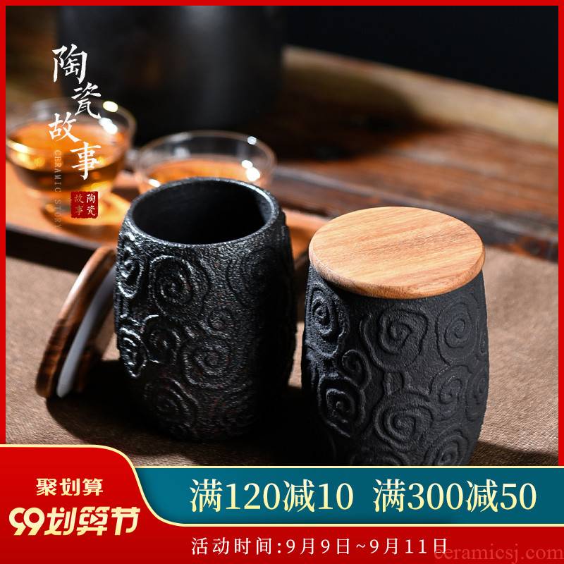 Ceramic story caddy fixings portable seal storage jar household pu 'er the receive tank tea taking with zero