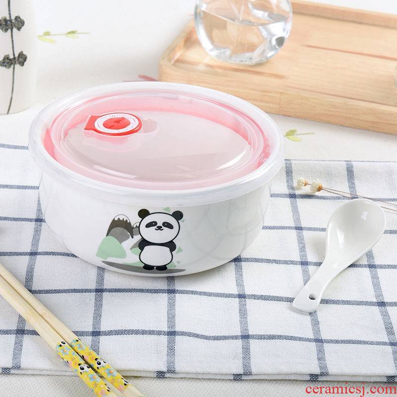 The kitchen creative Japanese Korean cartoon express it in ceramic tableware mercifully rainbow such as bowl suit large ceramic bowl with cover is work