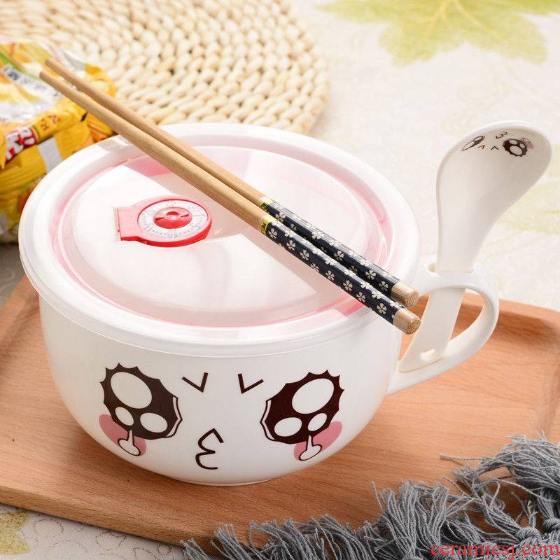 The creative ceramic bowl kitchen lovely rainbow such use large ramen noodles mercifully cup noodles lunch box Japanese tableware with cover