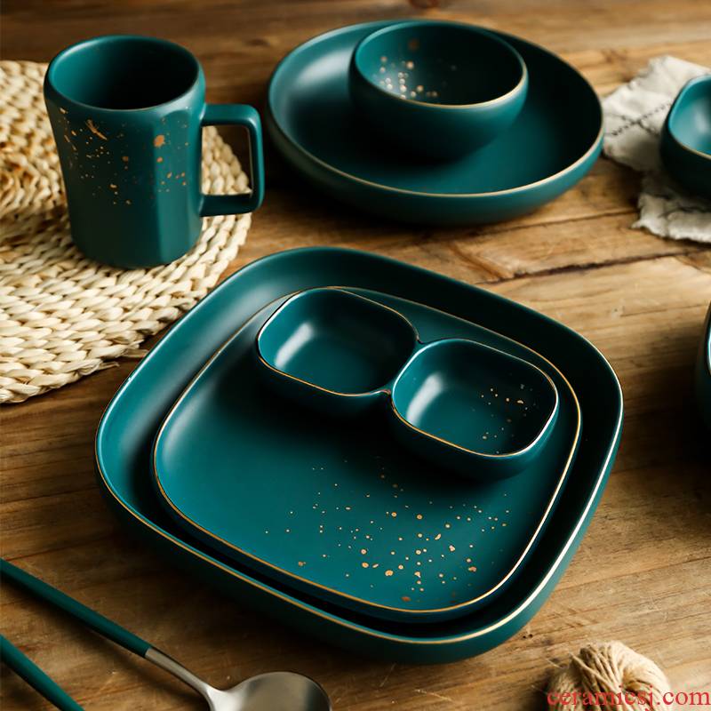 Light key-2 luxury home emerald suit European up phnom penh plate ceramic bowl dish dish bowl web celebrity dinner plate