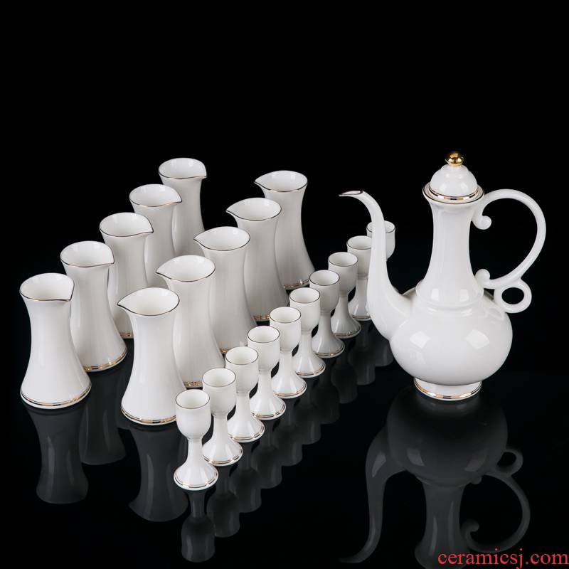 Jingdezhen ceramic paint white wine suit household of Chinese style of archaize little wine glass decanters points gift boxes