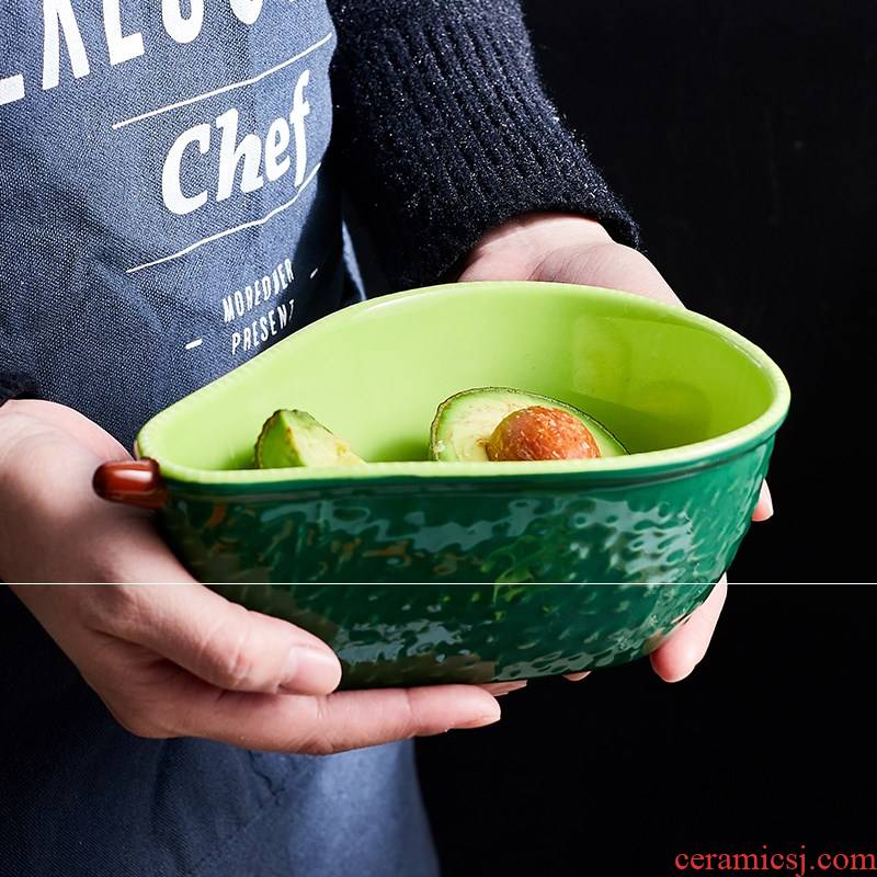 Creative but avocado ceramic plates of pineapple fruit bowl, dish, lovely home salad bowl dish dessert bowl snack plate