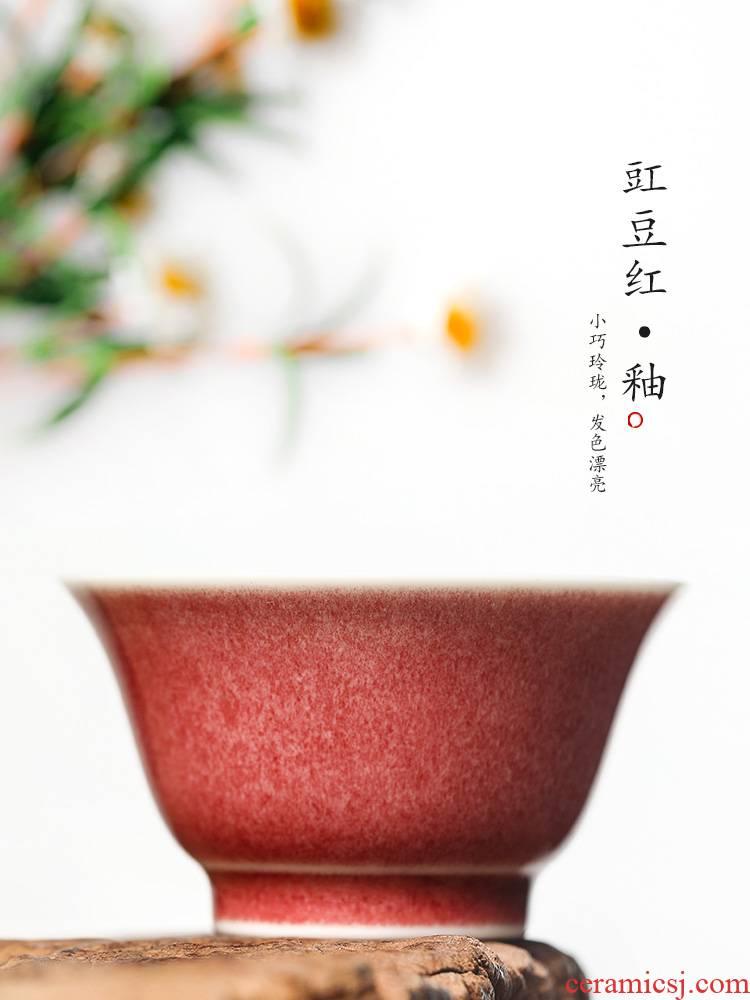 The Master of jingdezhen ceramic cups cup single CPU woman pure manual cowpea red cups high - end kunfu tea tea set