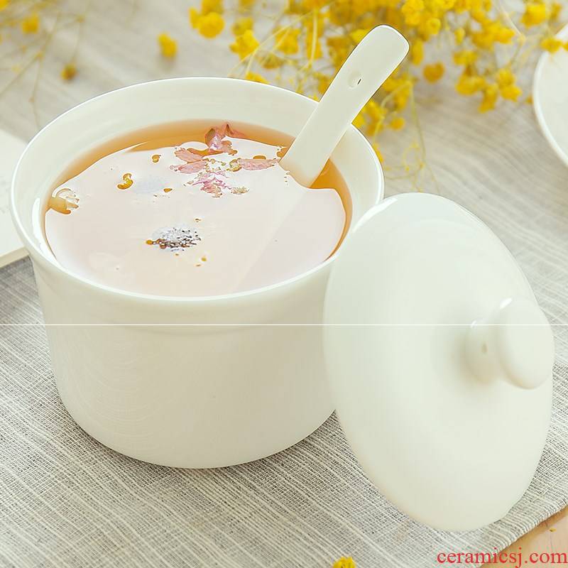 Jingdezhen ceramic ipads China with cover of pure ceramic small bird 's nest soup stew pot cup children steamed egg bowl of soup cup hotel