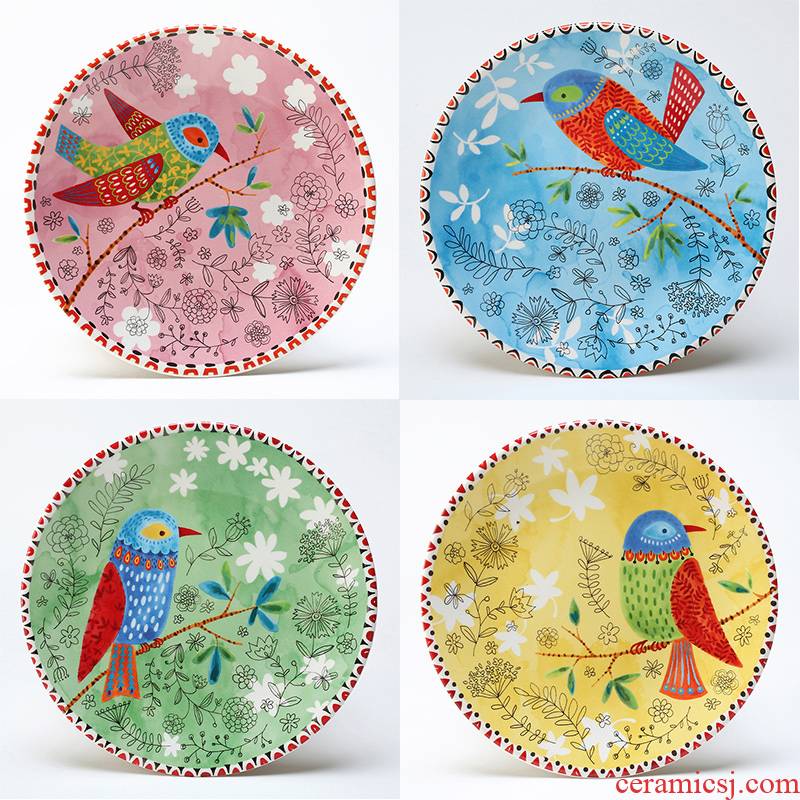 8 "move hand - made tableware western - style food dish creative ceramic plates home outfit combination plate round steak plate