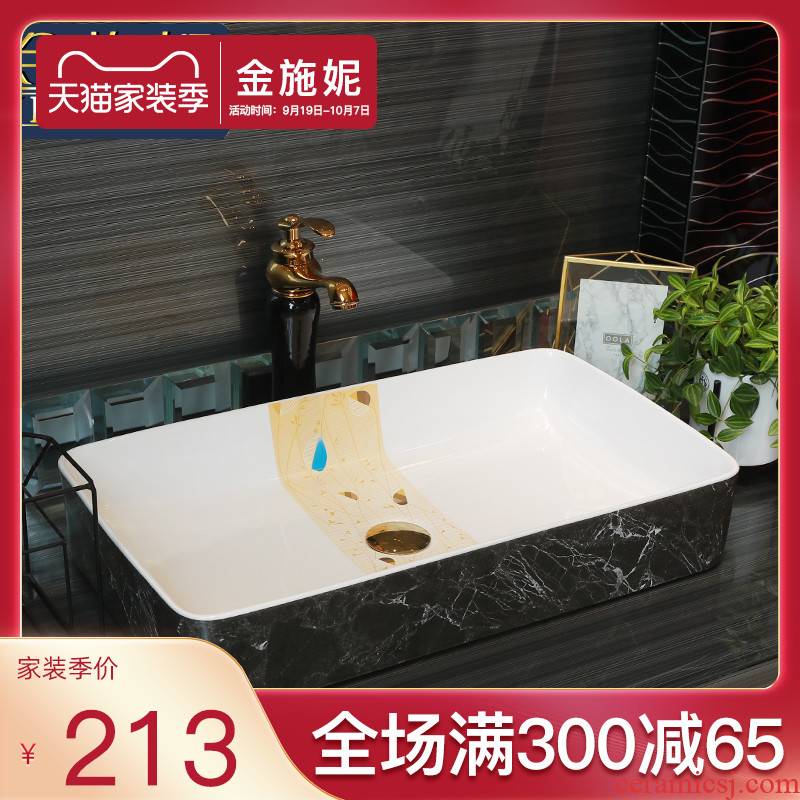 Contracted on the ceramic bowl lavatory square black marble basin of household toilet lavabo art
