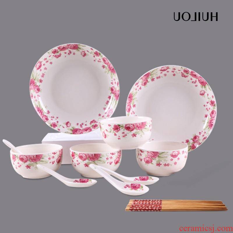 The kitchen creative household hotel wedding gifts ipads bowls plates 14 woolly ceramic tableware tableware suit custom