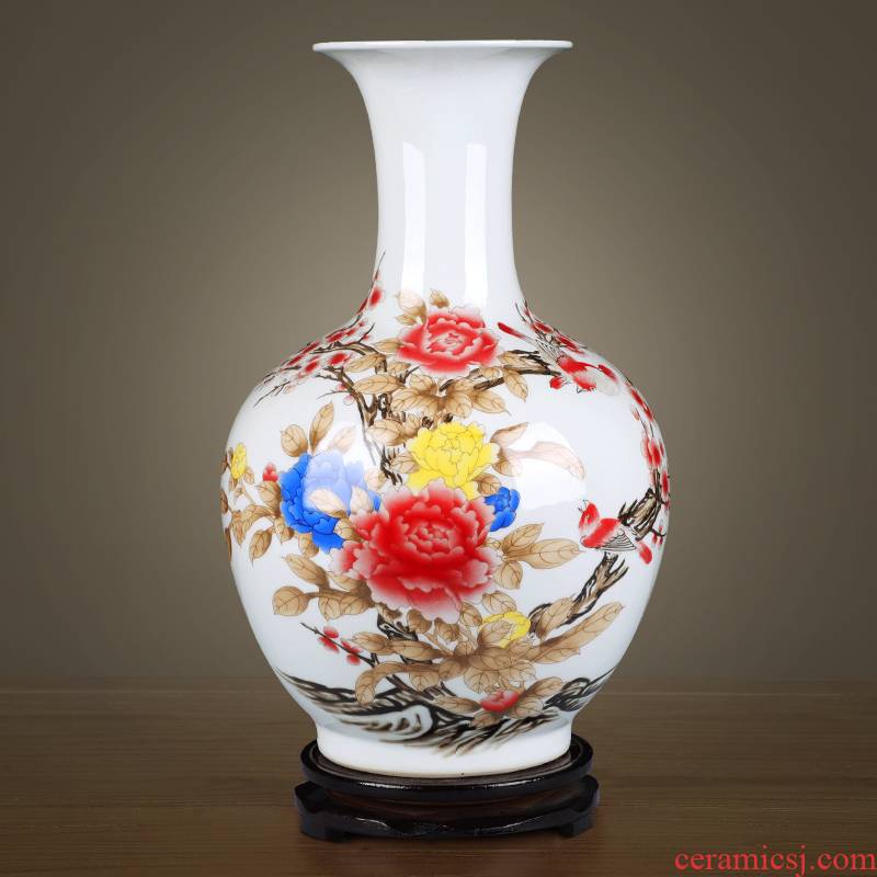 Jingdezhen ceramics powder enamel vase furnishing articles sitting room flower arrangement in modern Chinese style household decorative arts and crafts