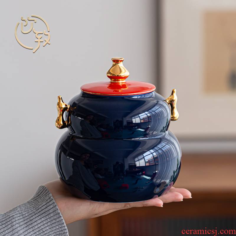 Ultimately responds to fu lu tea pot ceramic tea warehouse creative storage POTS with retro household large seal storage tank