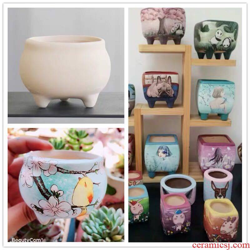 Hand thumb basin biscuit firing fleshy flower pot through pockets tao of large diameter with feet small party accused of diy Hand made flowerpot