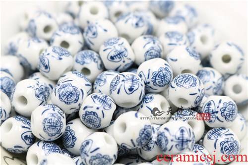 Life of word ceramic bead design of blue and dark blue beads Chinese knot 10 mm braided bracelet with macroporous bead diy getting out