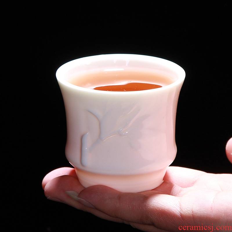 Qiao mu dehua white porcelain kung fu tea cup sample tea cup masters cup large jade porcelain tea bowl of black people