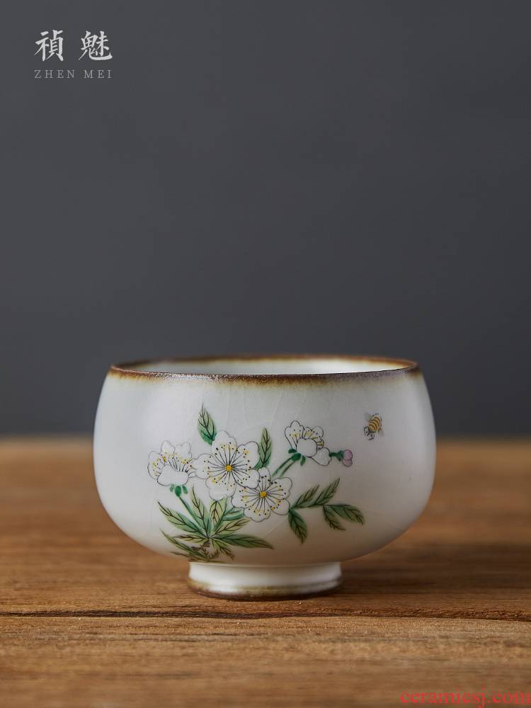 Shot incarnate the ceramic your up hand - made the pear flower cup of jingdezhen ceramic kung fu tea set individual sample tea cup master cup single CPU