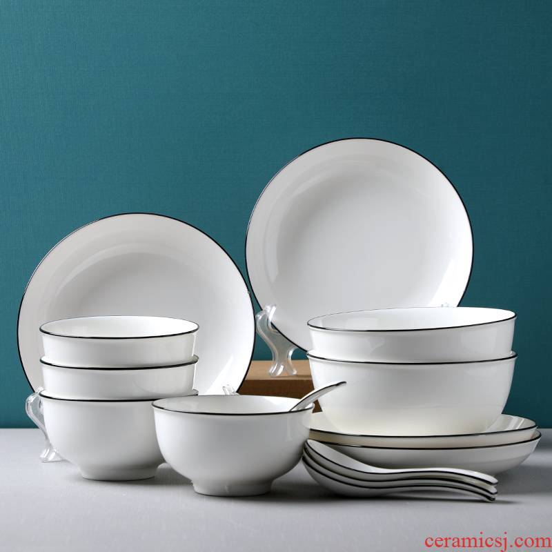 Dishes suit household Nordic web celebrity ins wind creative ceramic bowl dish bowl chopsticks 2-4 people portfolio cutlery sets