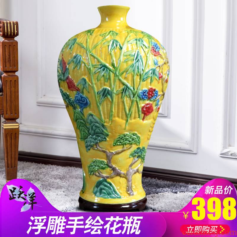 Anaglyph hand - made vases, jingdezhen ceramics craft furnishing articles dried flower arranging flowers sitting room adornment handicraft decoration