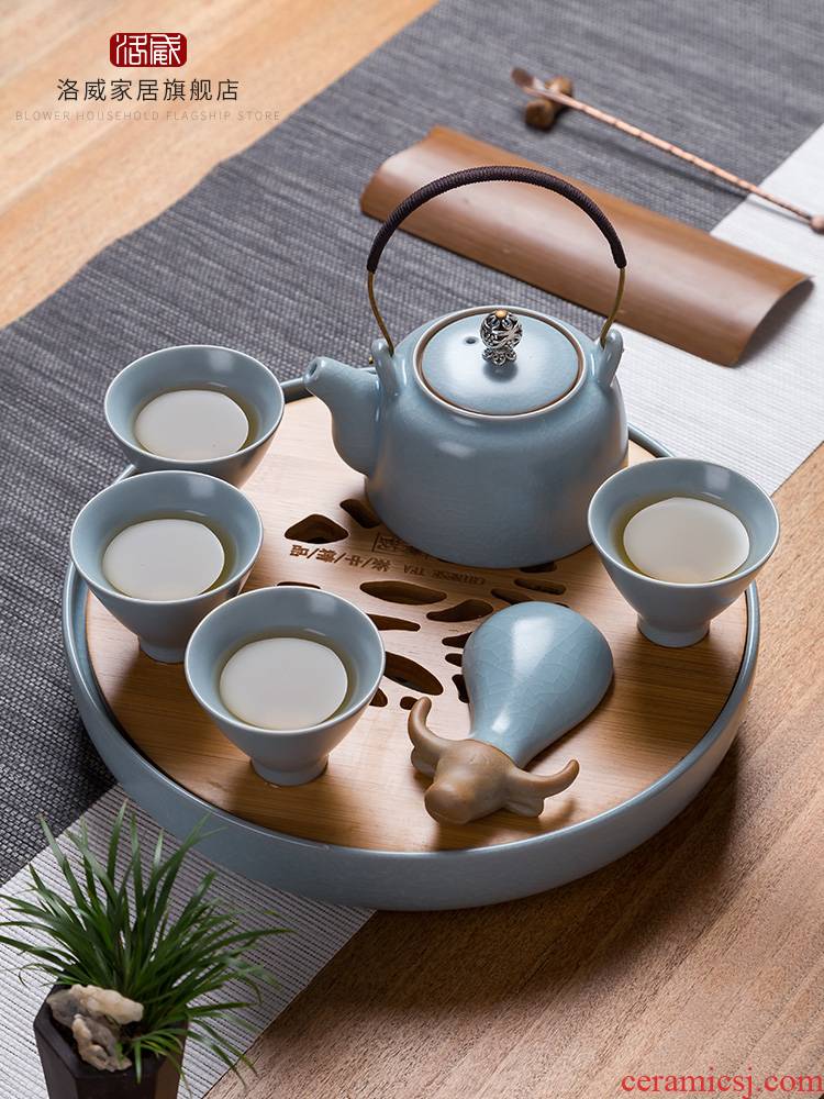 Portable travel tea set with your up kung fu tea set jingdezhen ceramic cups teapot tea tray package