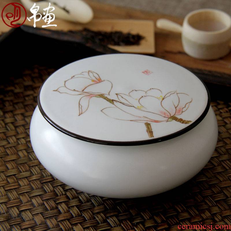 Shadow enjoy | jingdezhen manual hand - made ceramic POTS inferior smooth white demand scattered tea caddy fixings tea box of JH