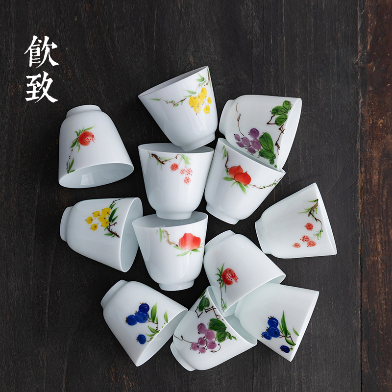 Ultimately responds to white porcelain hand - made pastel sample tea cup single ceramic cup jingdezhen kung fu master cup single CPU 6 pack